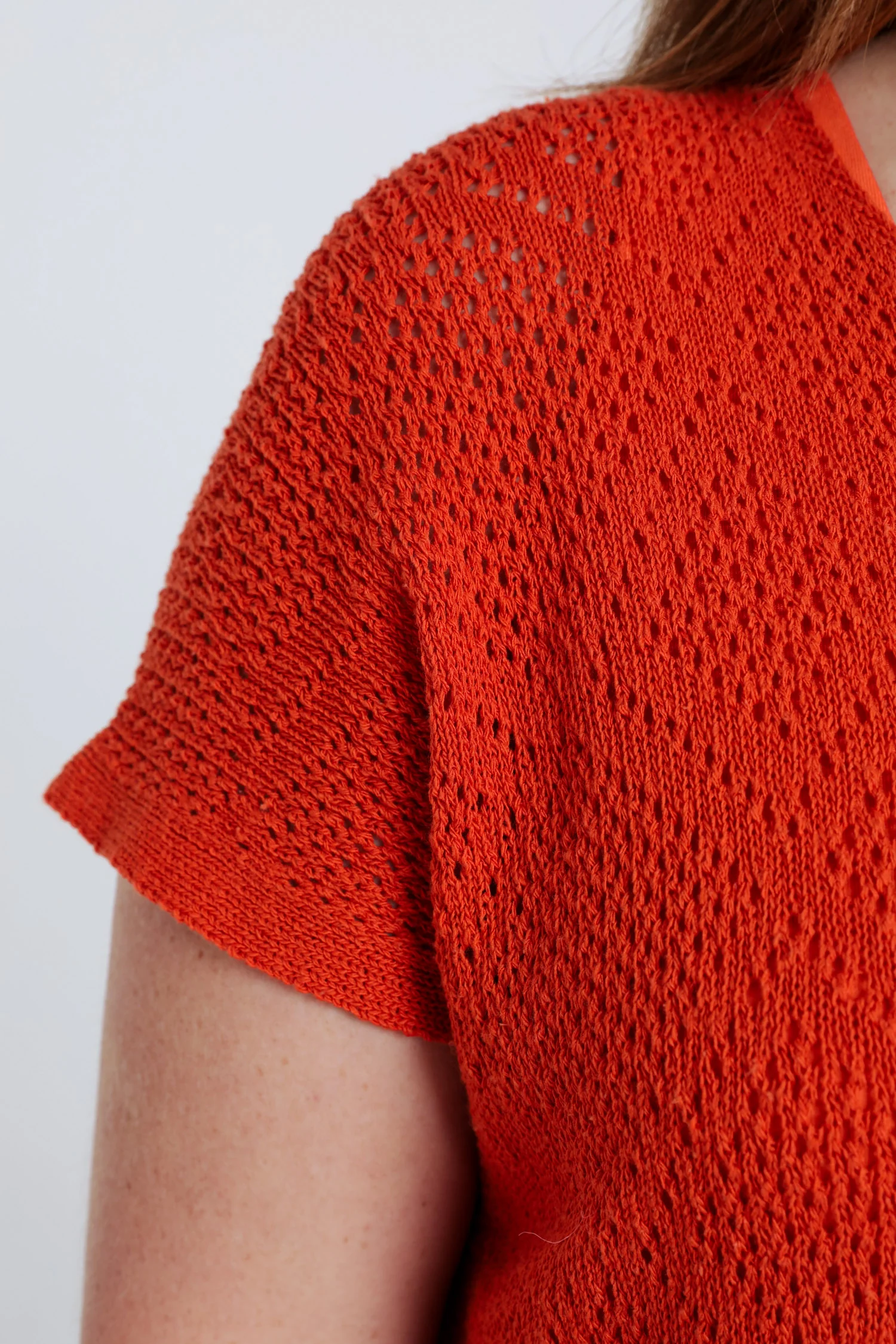 Pull boîte uni en coton ajouré – Image 5