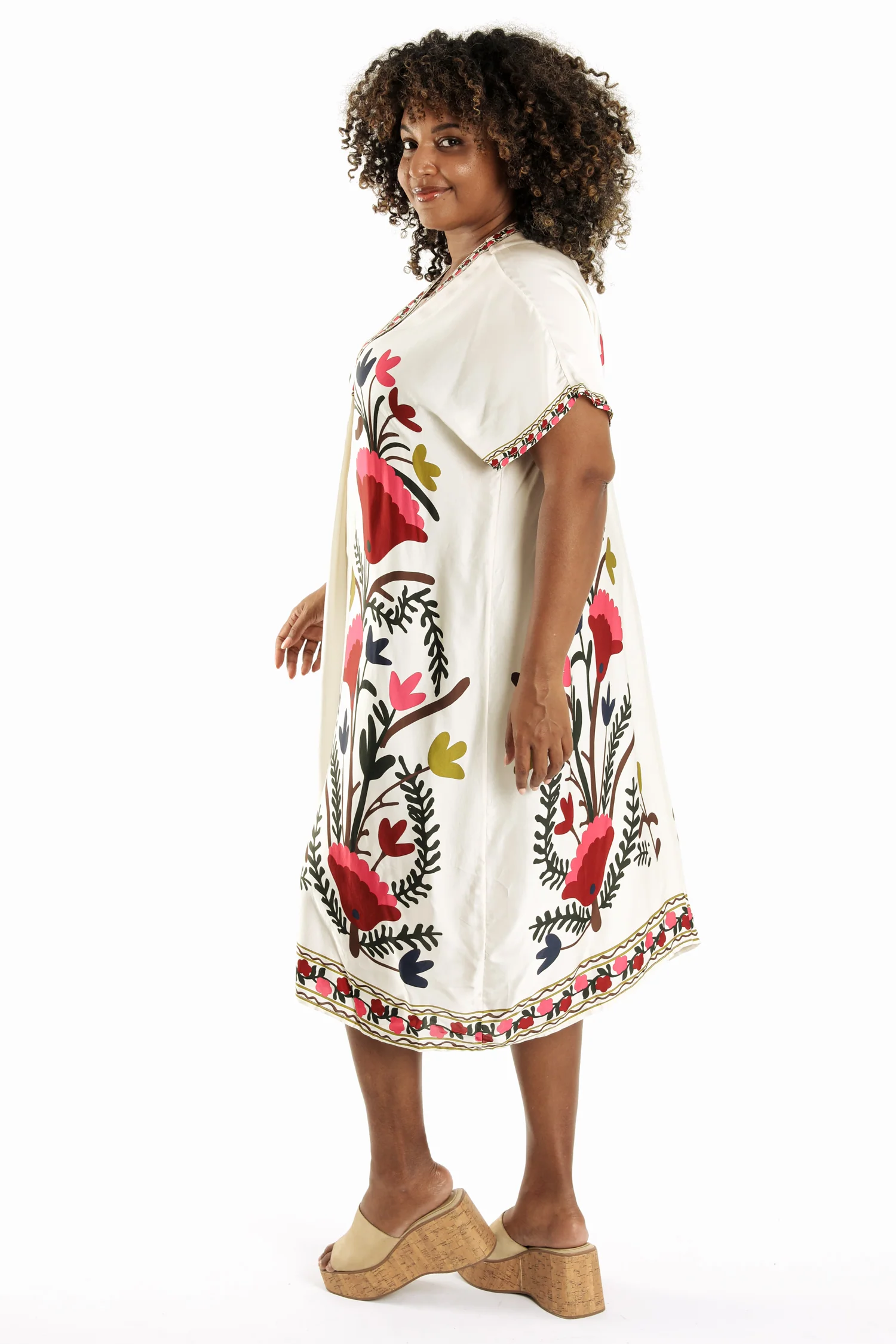 Robe en viscose imprimé folk