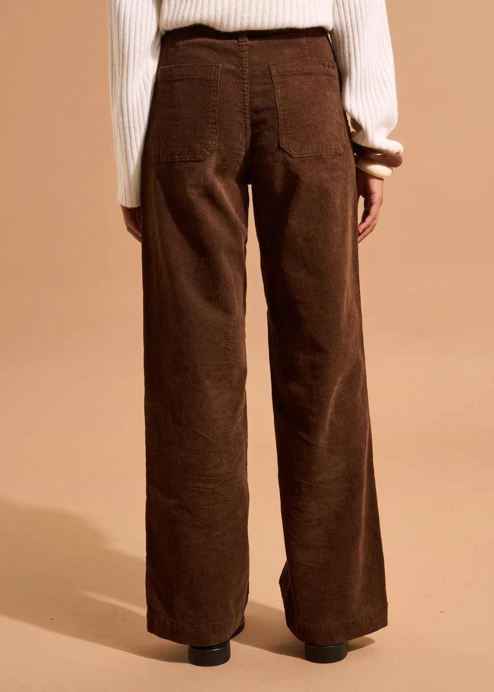 Pantalon large en velours de coton 700 raies taille haute – Image 3