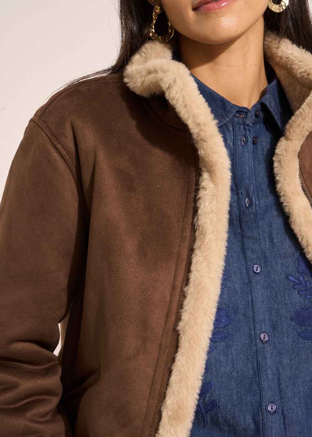 Blouson en fausse fourrure peau lainée