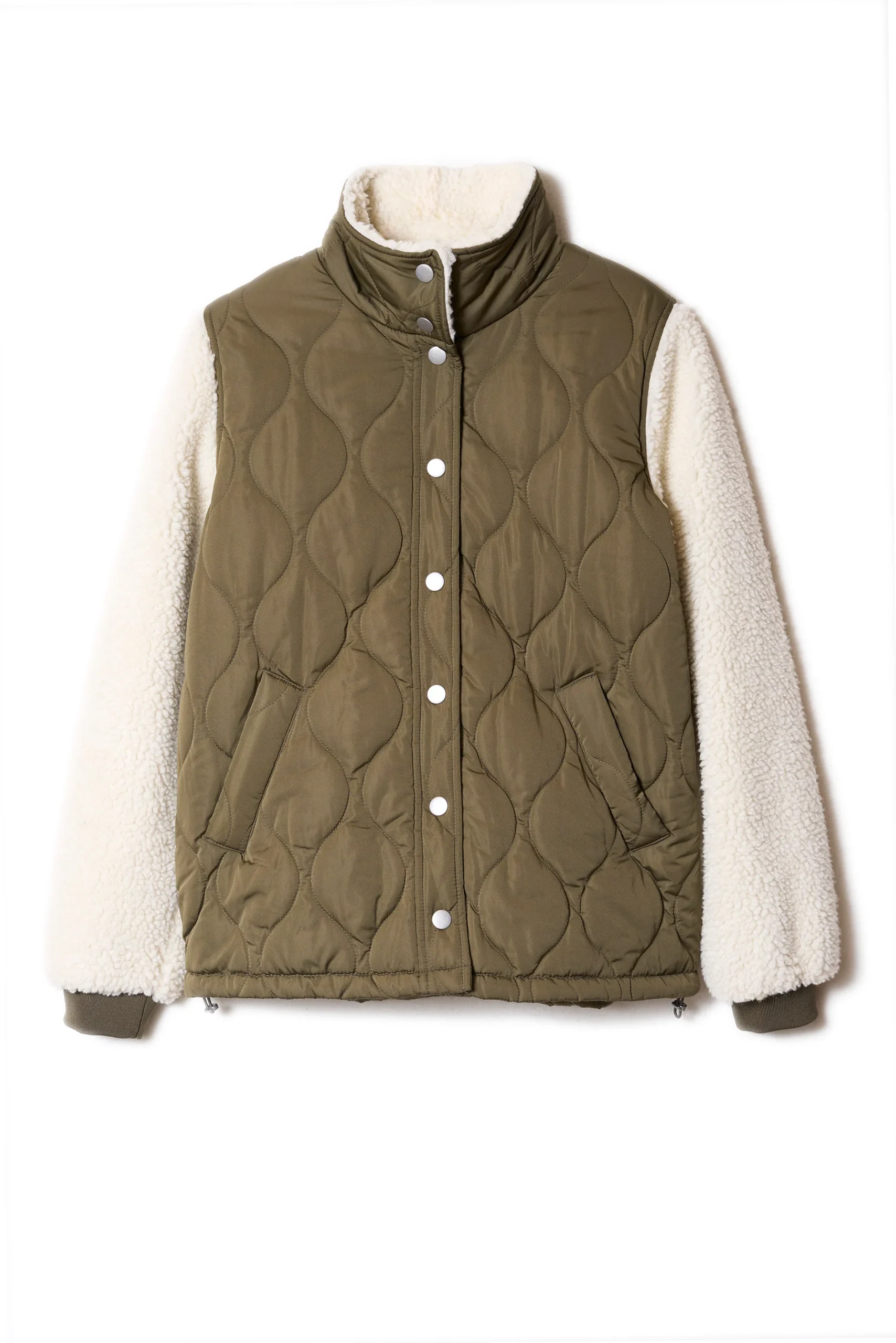 Veste doudoune matelassée avec manches en fausse fourrure – Image 6
