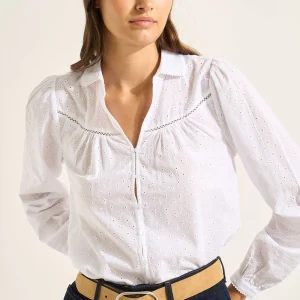 Chemisier en coton avec petites broderies anglaises