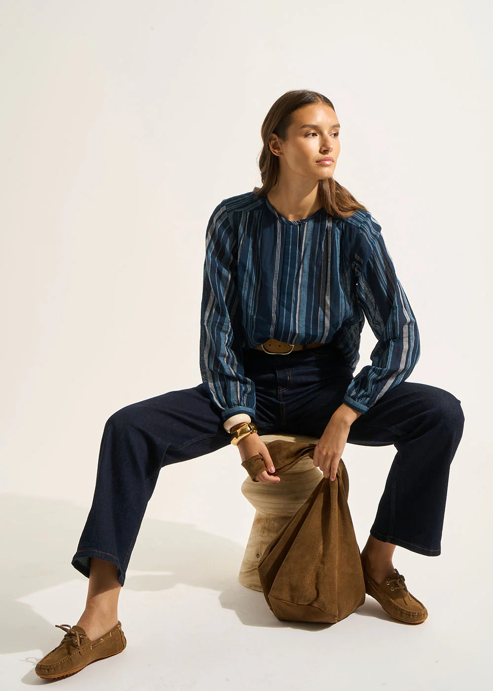 Chemise à rayures avec encolure ronde et manches longues – Image 5
