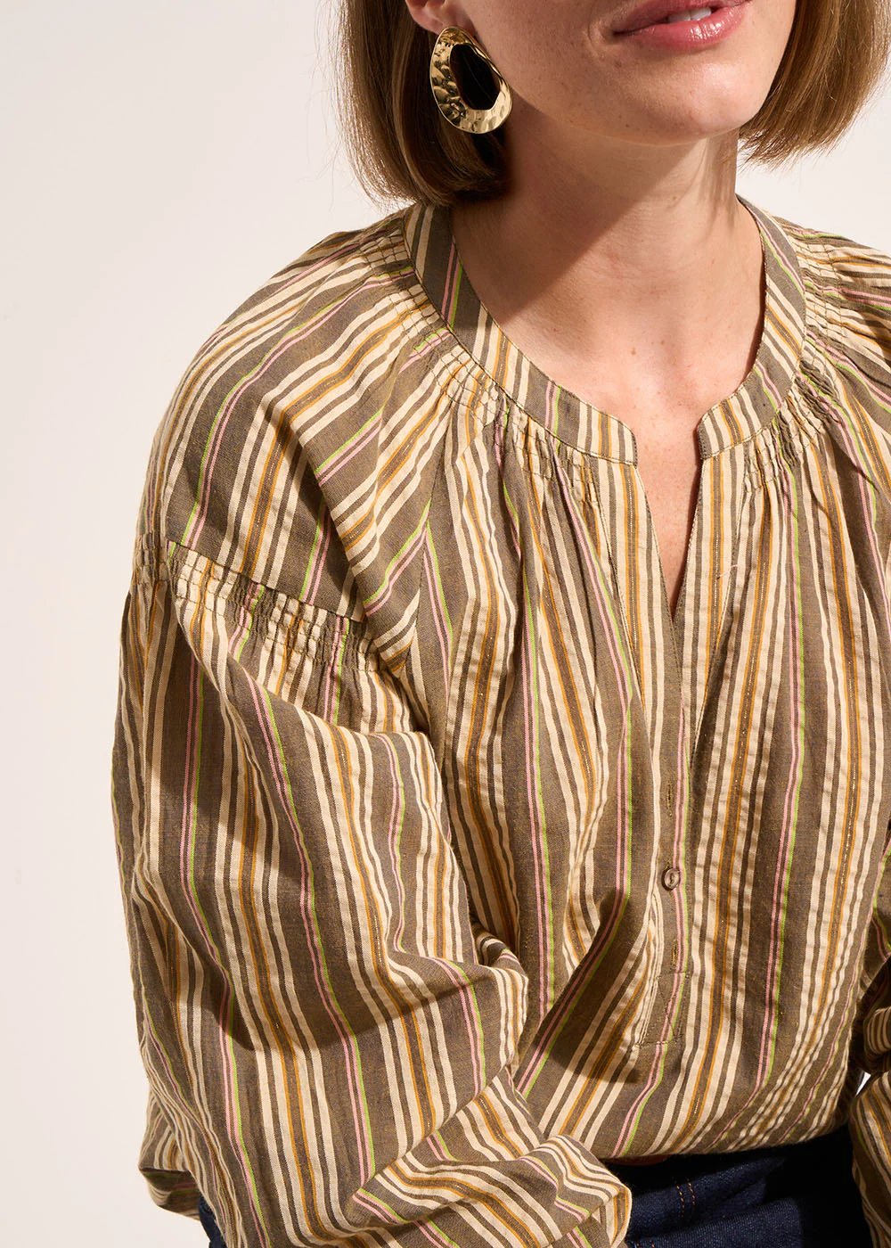 Blouse ample rayée à manches longues