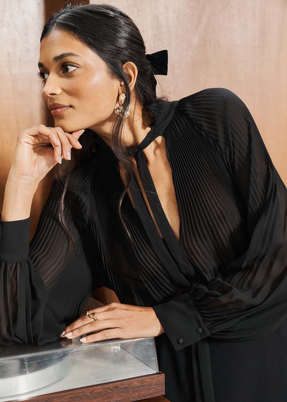 Blouse plissée à col croquet