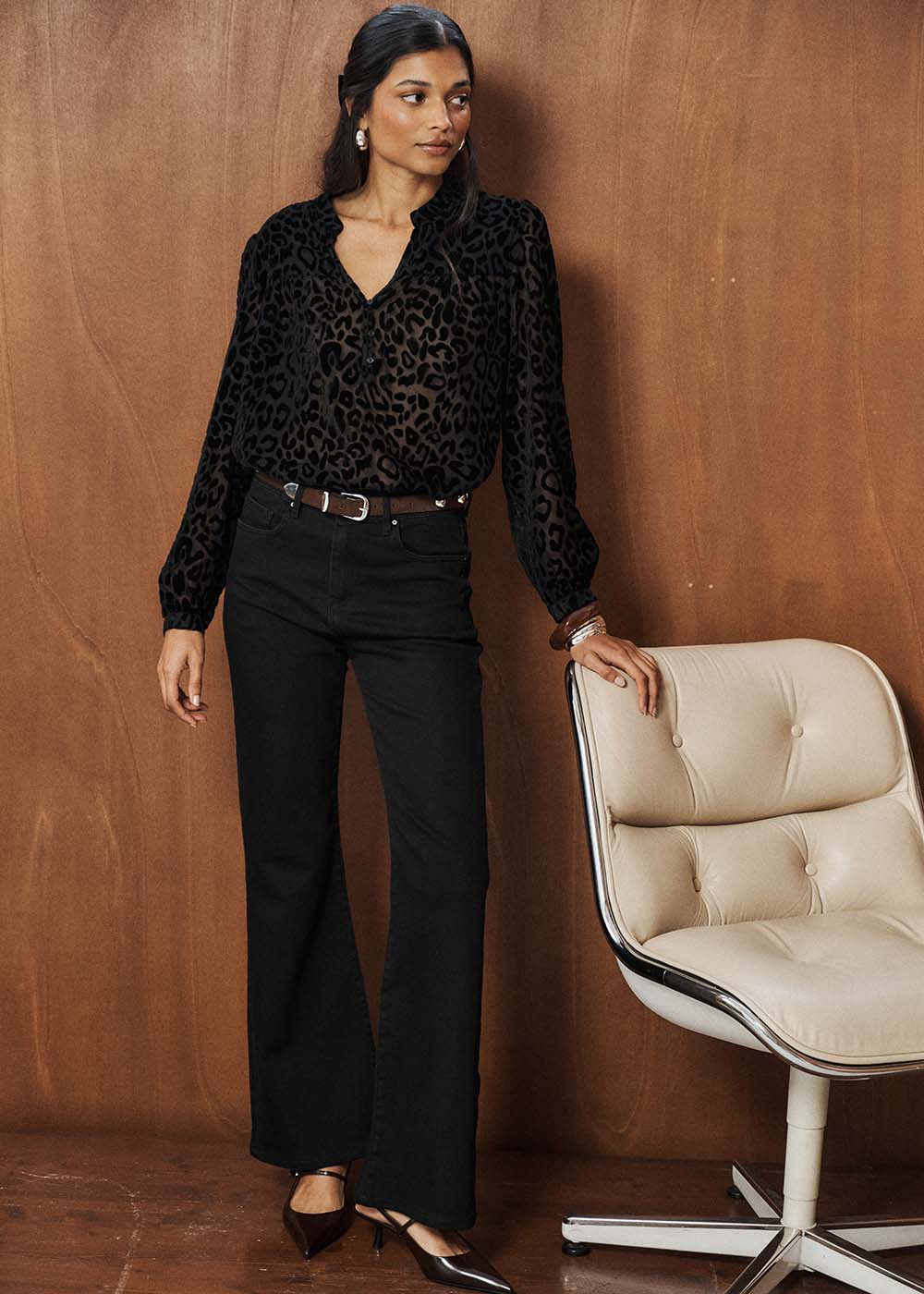 Blouse léopard en jeu de transparence – Image 3