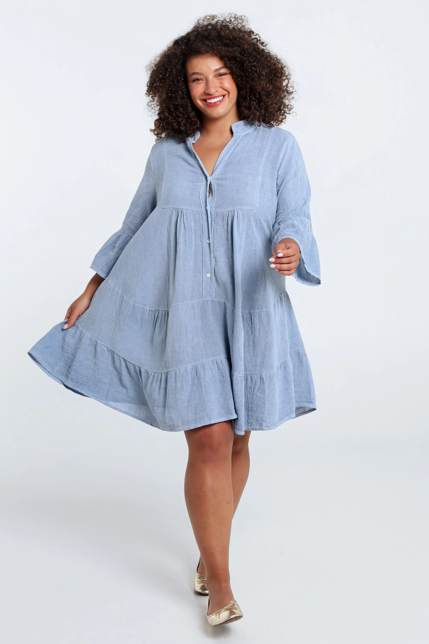 Robe tunique en gaze de coton unie – Image 8