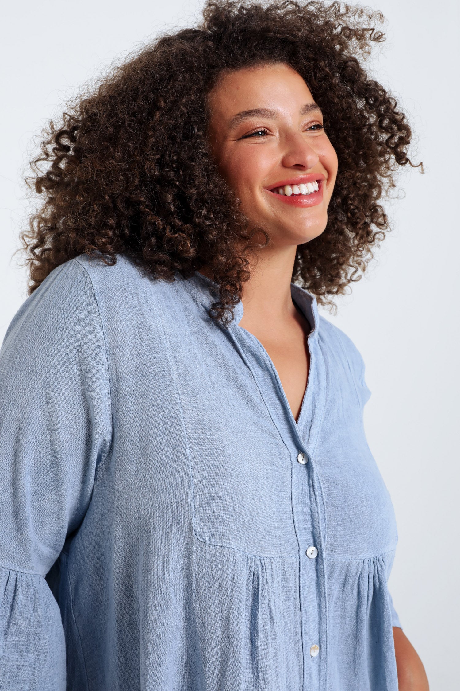 Robe tunique en gaze de coton unie – Image 5
