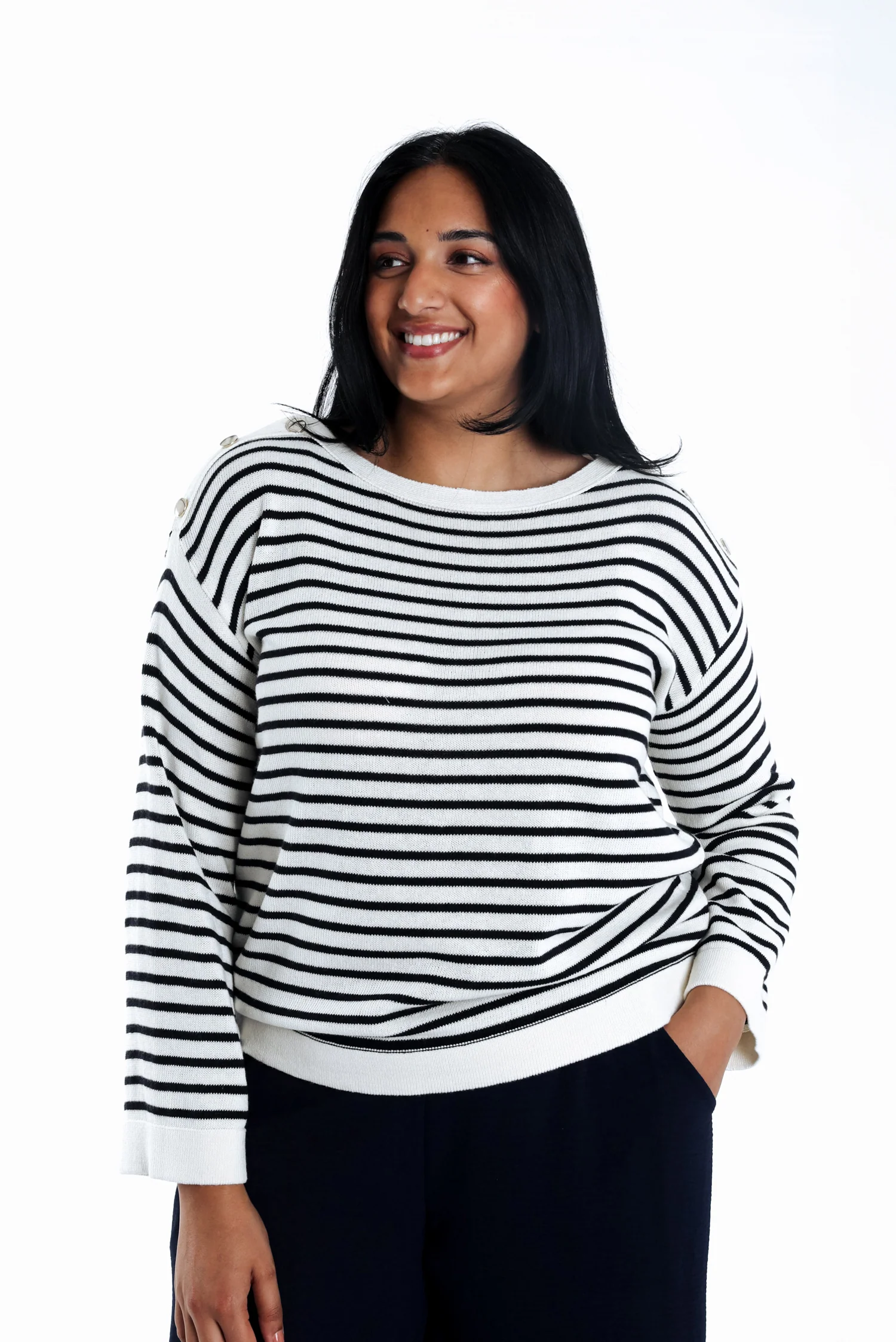 Pull marinière avec boutons