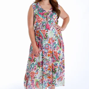 Robe longue en viscose imprimé floral avec lurex