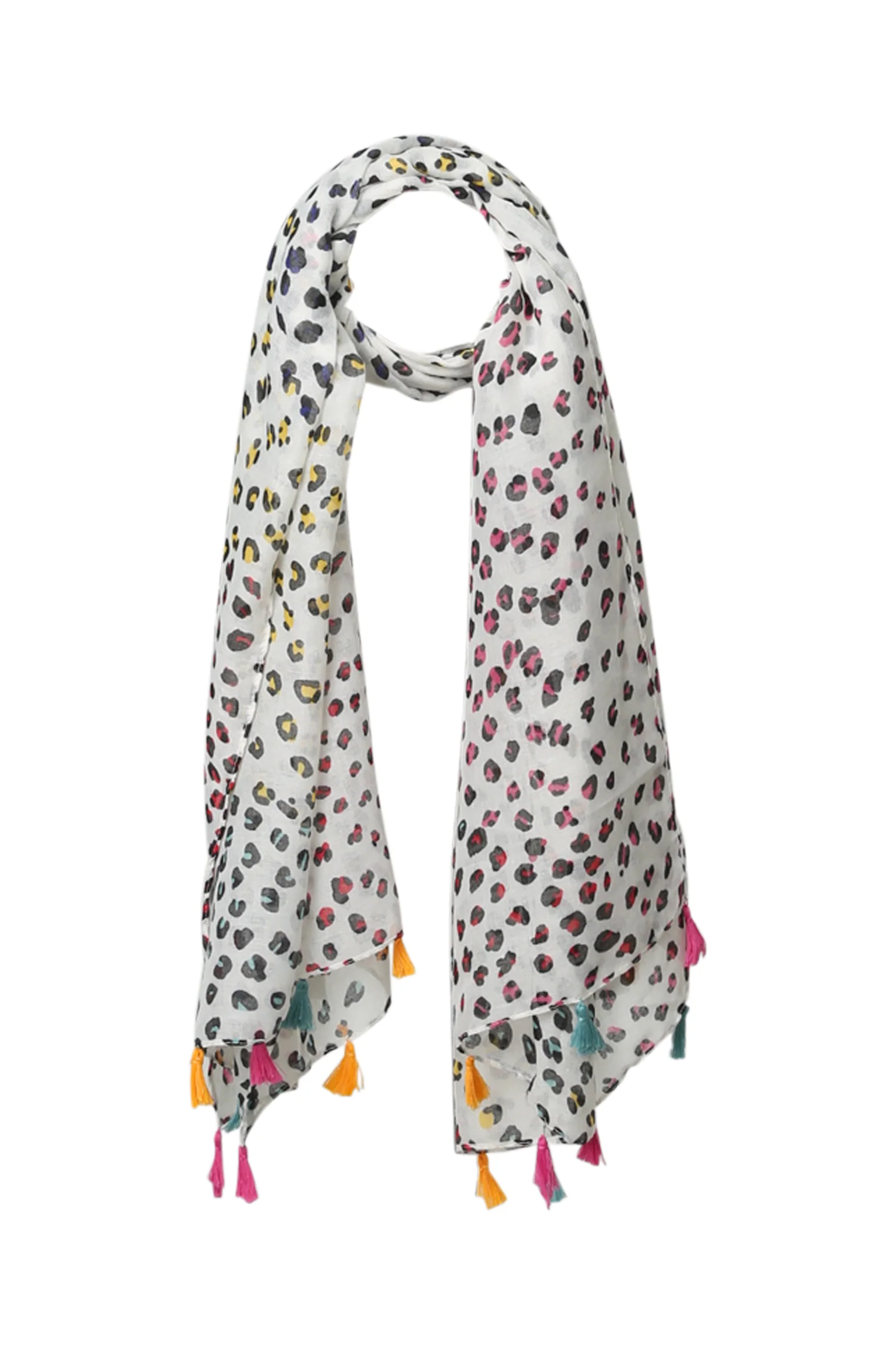 Foulard imprimé peu de bête avec pompons