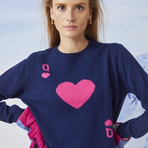 Pull Dame de Cœur Bleu en Laine