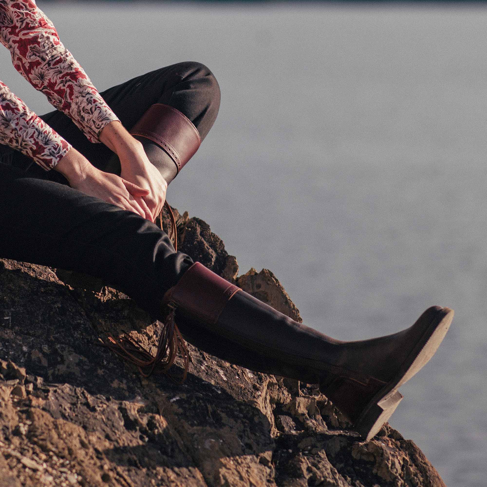 Bottes Espagnoles hautes marron à élastique