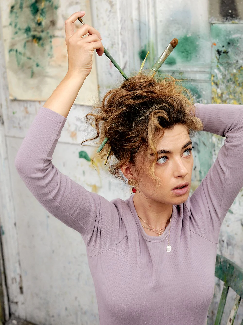 Pull en Coton Côtelé Lilas – Image 5