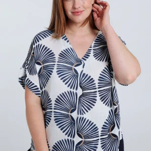 Blouse en viscose imprimé graphique bicolore