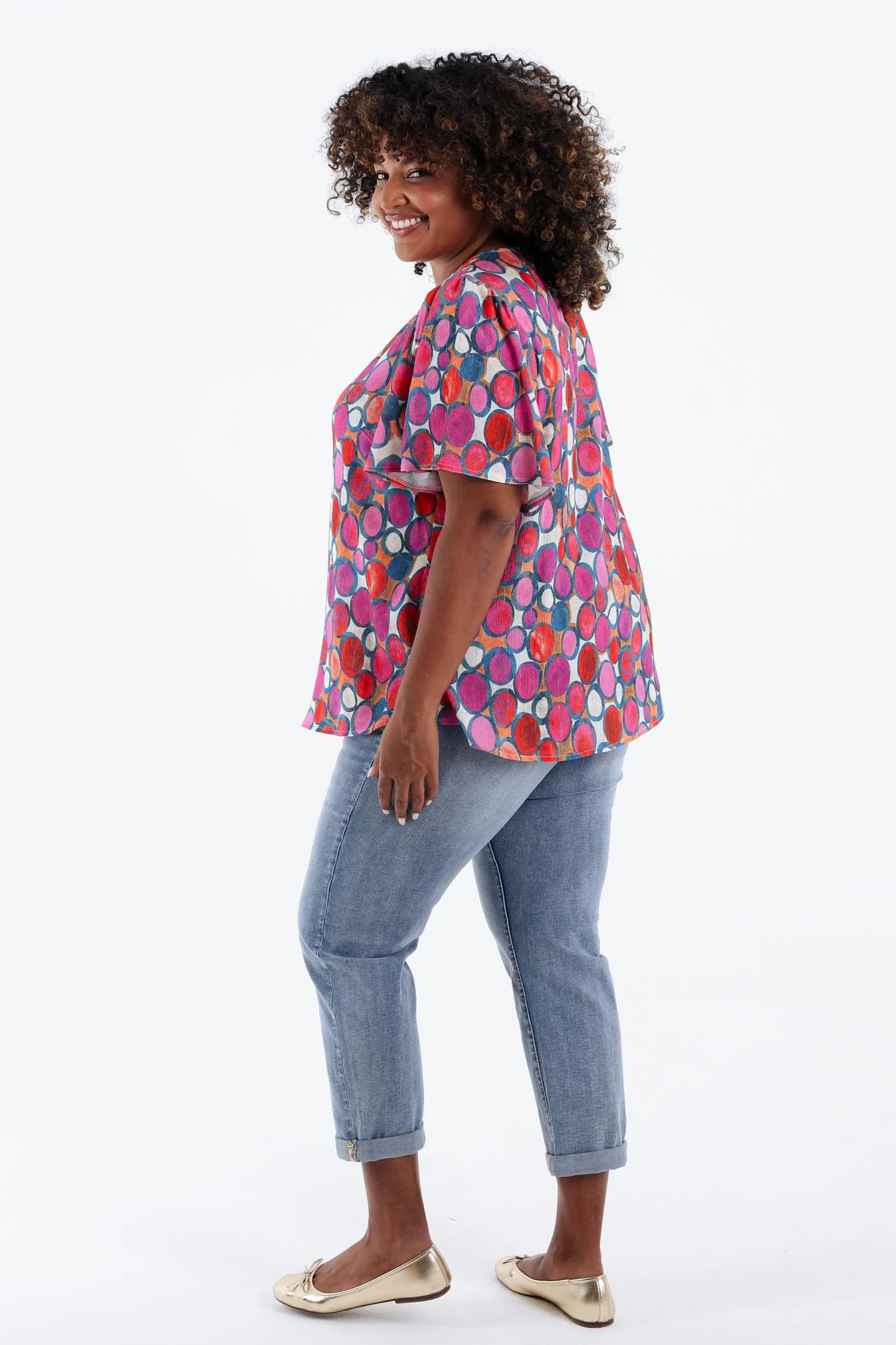 Blouse en viscose imprimé ronds – Image 2