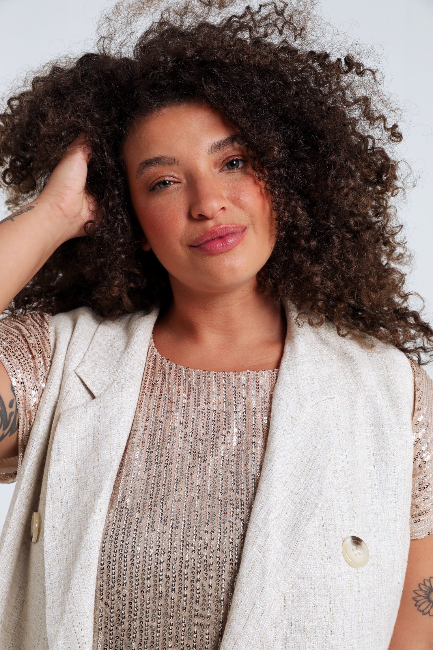 Gilet en viscose et lin avec lurex – Image 3