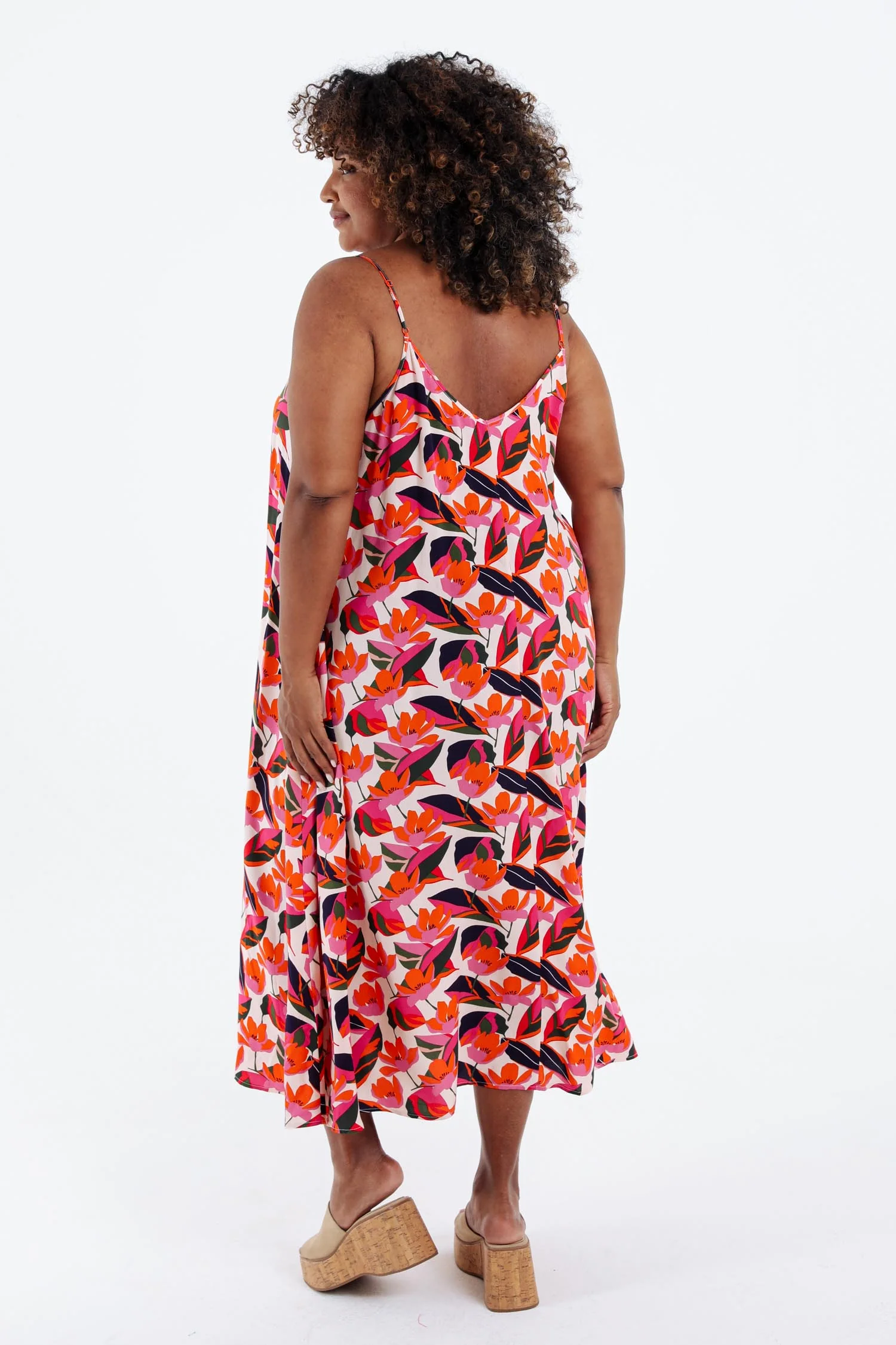 Robe longue en viscose fines bretelles imprimé floral – Image 2