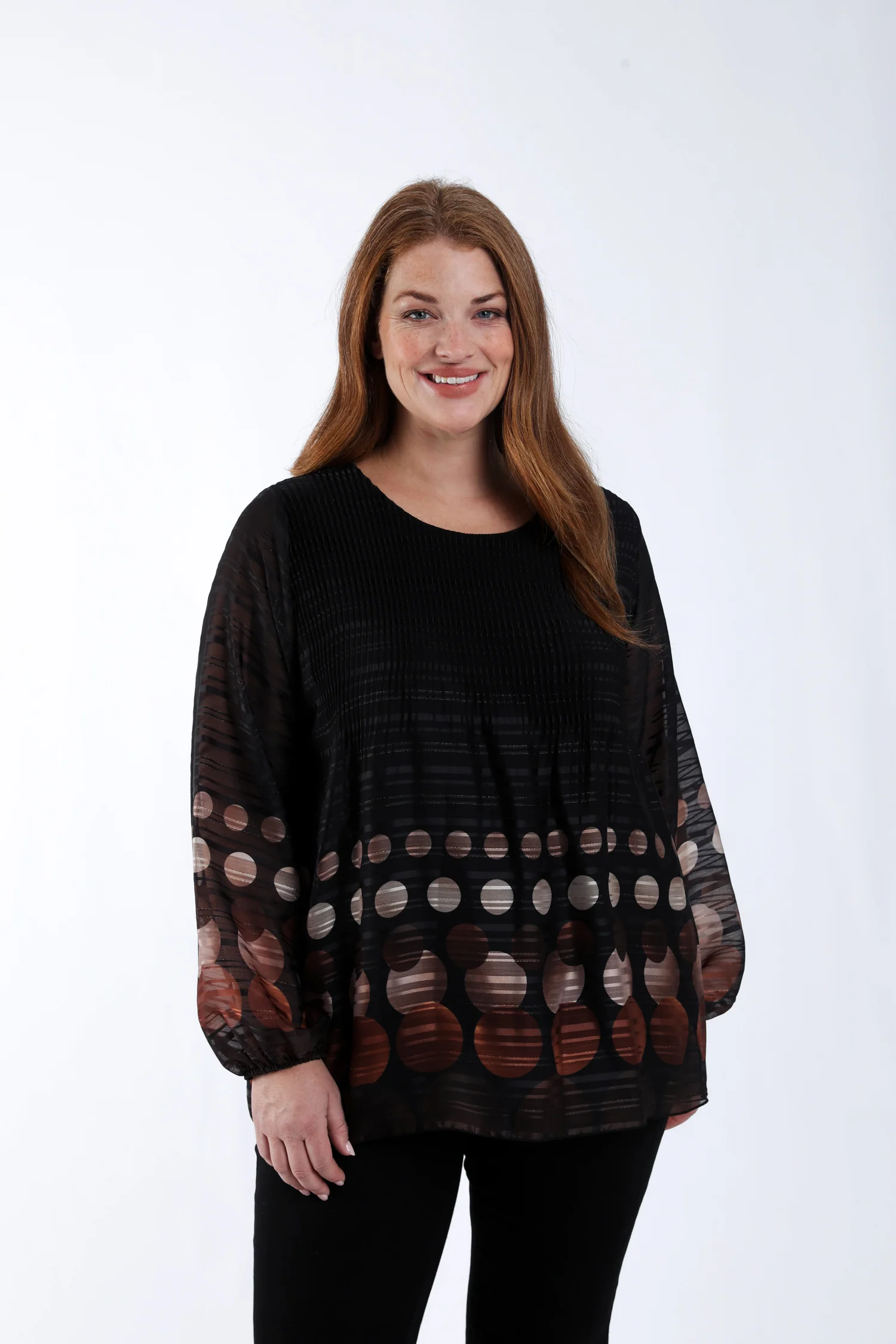 Blouse plissée imprimé ronds